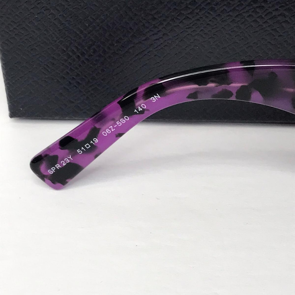 New- 💯 - Original PRADAAcetate Symbole Sunglasses SPR 23Y Slate Grey Pur - Picture 13 of 15